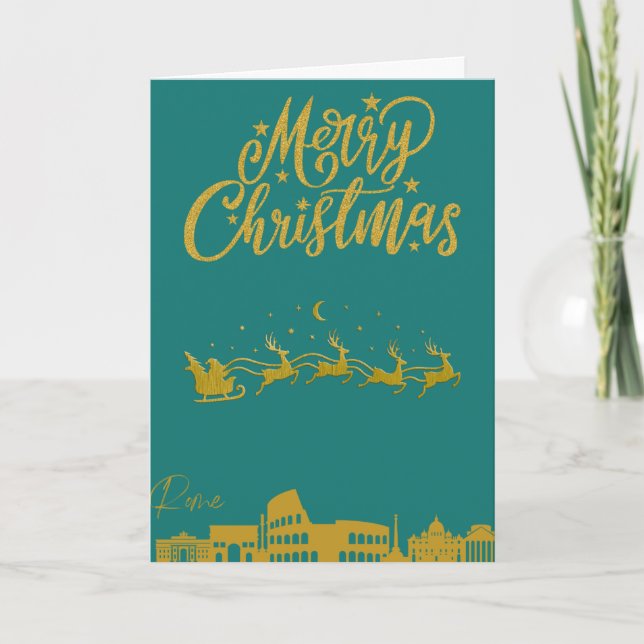 Rome Skyline, Merry Christmas  Card (Front)