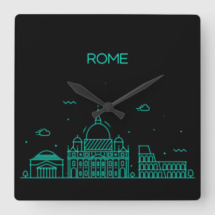 Rome skyline square wall clock
