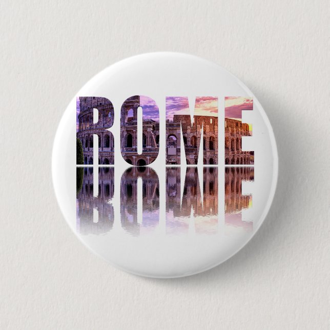 Rome text souvenir 6 cm round badge (Front)