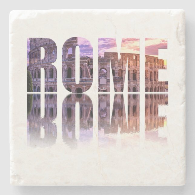 Rome text souvenir square stone coaster (Front)