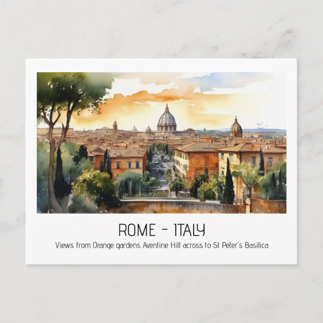 Rome tourist attractions St Peter's watercolor Postcard (Front)