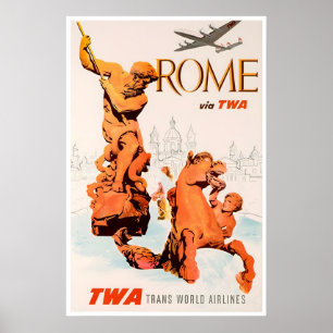 Rome Travel Poster Italian Art David Klein TWA