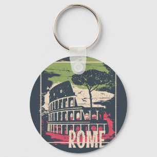Rome Typography: Eiffel Tower Poster. Key Ring