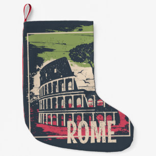 Rome Typography: Eiffel Tower Poster. Small Christmas Stocking