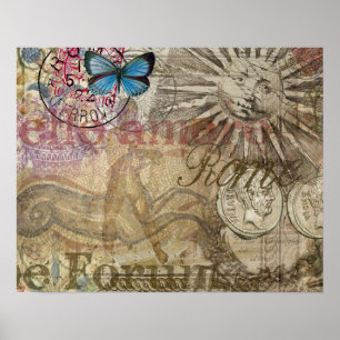 Rome Vintage Italy Travel Collage Poster