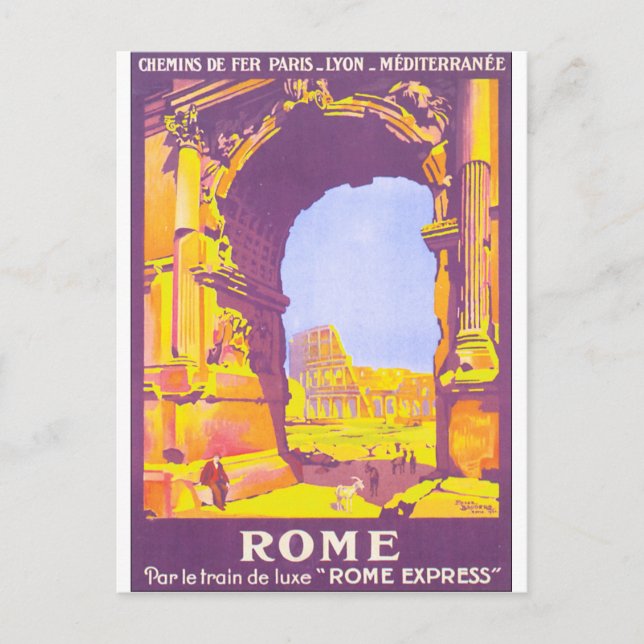 Rome Vintage Travel Poster Postcard (Front)