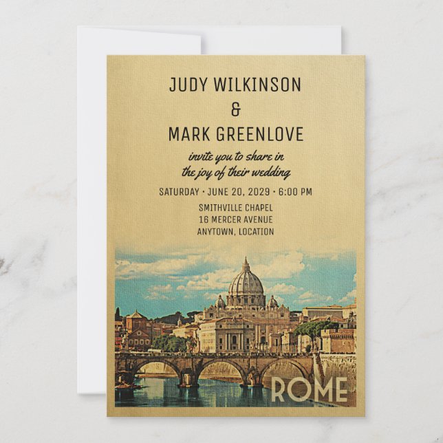 Rome Wedding Invitation Italy (Front)