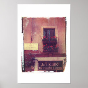 Rome Window with Geraniums Poster