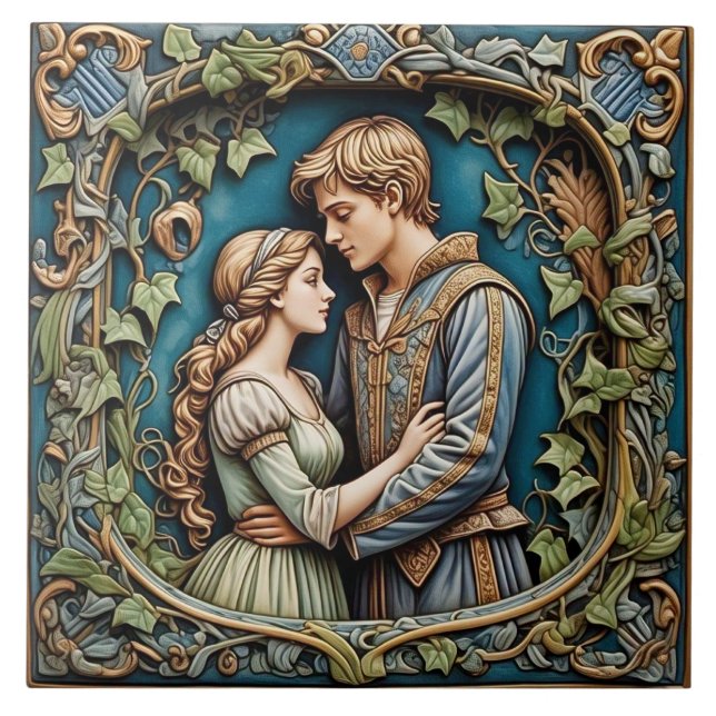 Romeo And Juliet - Arts And Crafts Ceramic Tile (Front)