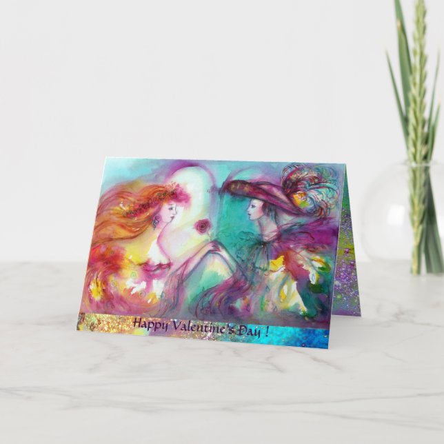 ROMEO AND JULIET Balcony Scene Valentine's Day Holiday Card (Front)