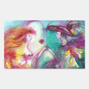 ROMEO AND JULIET / GOLD BLUE SPARKLES RECTANGULAR  STICKER