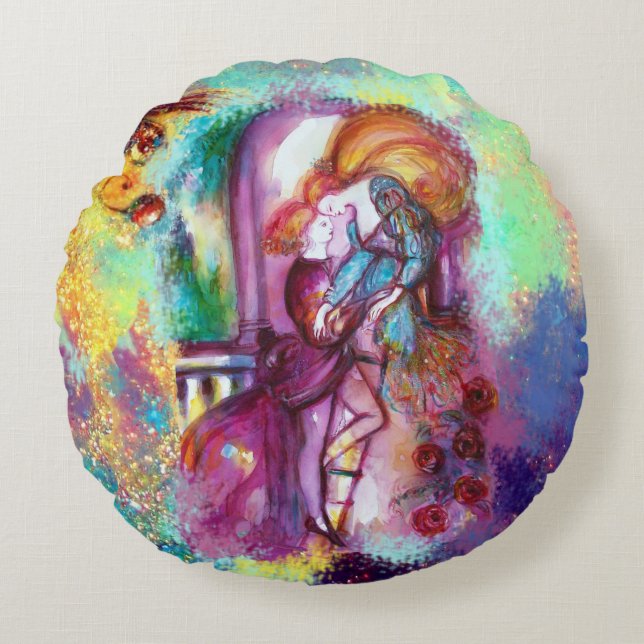 ROMEO AND JULIET Romantic Valentines's Day Round Cushion (Front)