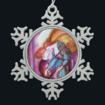 ROMEO AND JULIET Romantic Valentines's Day Snowflake Pewter Christmas Ornament<br><div class="desc">Balcony scene from Romeo and Juilet  tragedy by William Shakespeare .Original contemporary watercolor painting with golden foil and iridescent colours in bright purple , pink, green, yellow orange ,  teal, turquase,  white ..Painting by Bulgan Lumini (c)</div>