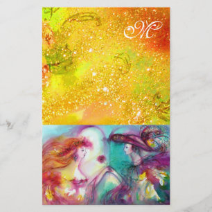 ROMEO AND JULIET,YELLOW GREEN GOLD SPARKLES STATIONERY