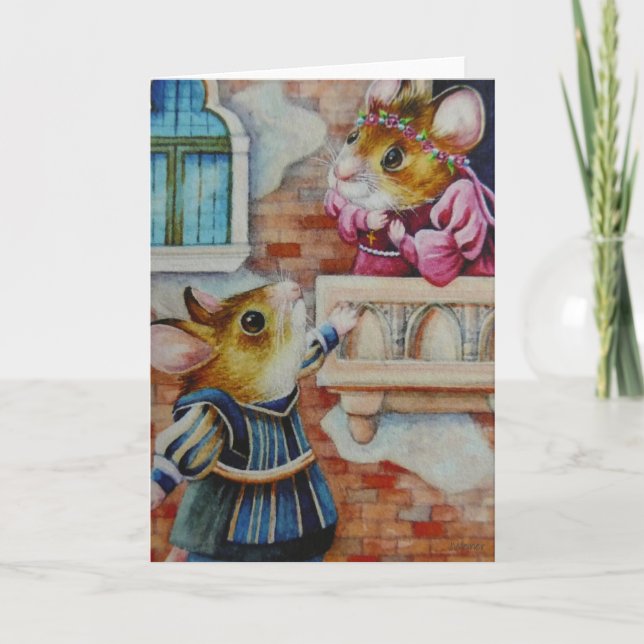 Romeo & Juliet Field Mice Watercolor Art Card (Front)