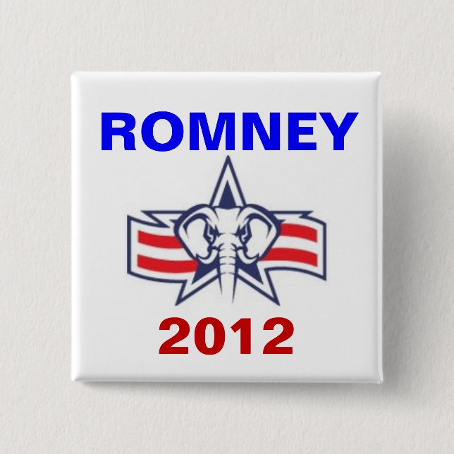 ROMNEY 2012 15 CM SQUARE BADGE (Front)
