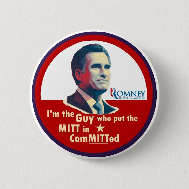 Romney 2012: ComMITTed 6 Cm Round Badge (Front)
