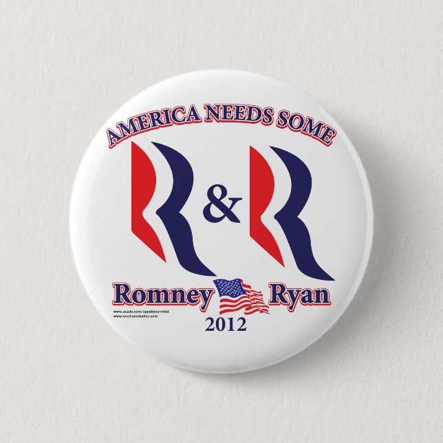 Romney and Ryan 6 Cm Round Badge (Front)