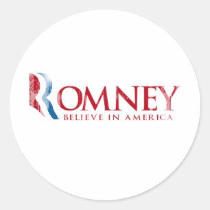 Romney - Believe in America (red) Classic Round Sticker