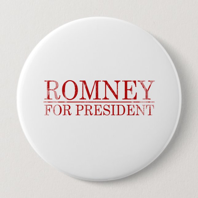ROMNEY FOR PRESIDENT (Red) 10 Cm Round Badge (Front)