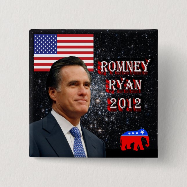 Romney-Ryan 2012 15 Cm Square Badge (Front)