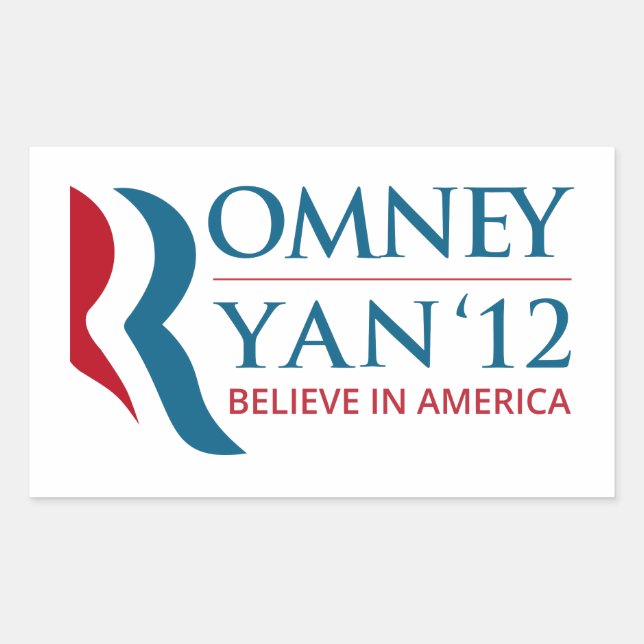 Romney / Ryan 2012 for US President and VP Rectangular Sticker (Front)
