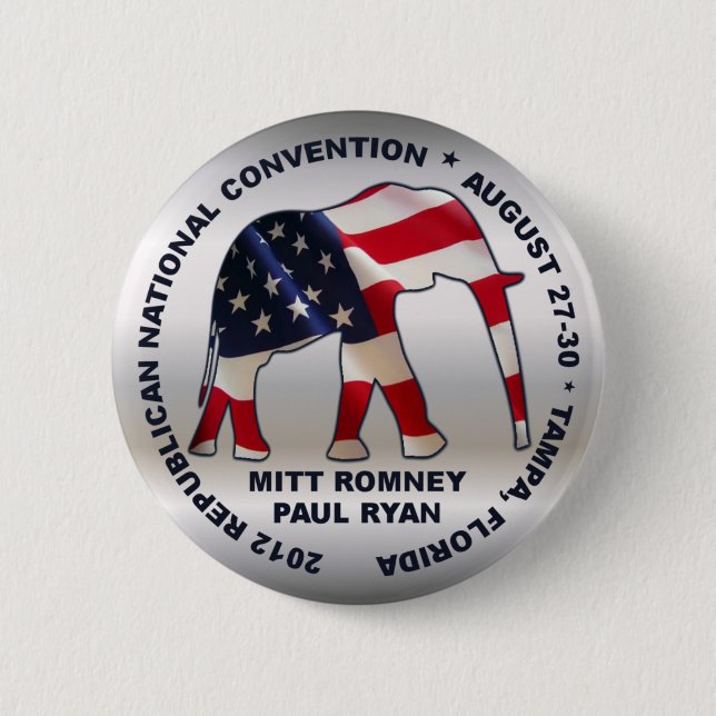 Romney Ryan 2012 GOP Convention 6 Cm Round Badge (Front)