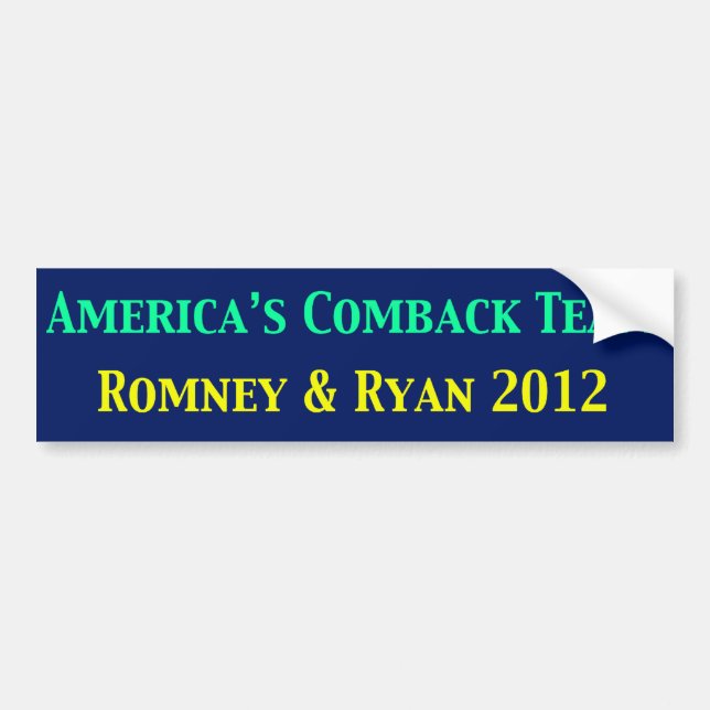 Romney & Ryan Americas Come Back Team Bumper Sticker (Front)