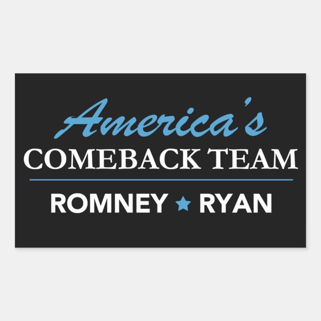 Romney Ryan America's Comeback Team Rectangle Rectangular Sticker (Front)