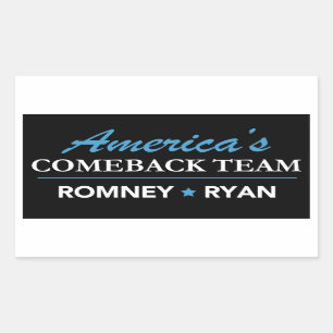 Romney Ryan America's Comeback Team Rectangle Rectangular Sticker