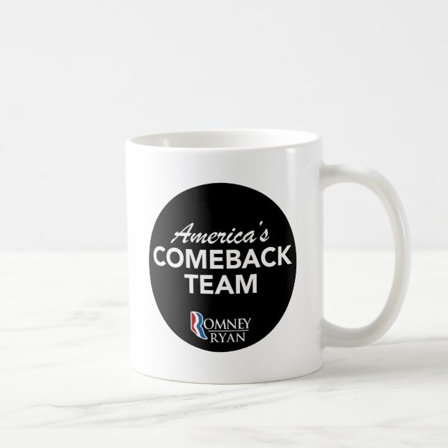 Romney Ryan America's Comeback Team Round (Black) Coffee Mug (Right)