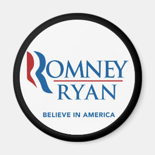 Romney Ryan Believe In America Black Border Magnet