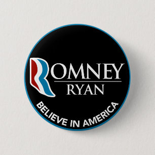 Romney Ryan Believe In America Round Black 6 Cm Round Badge