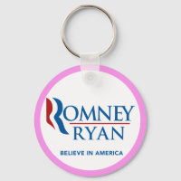 Romney Ryan Believe In America Round (Pink Border)
