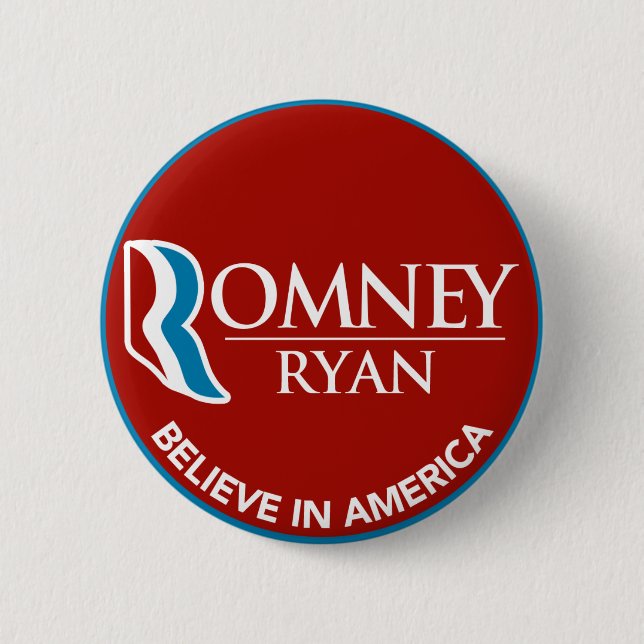 Romney Ryan Believe In America Round Red 6 Cm Round Badge (Front)