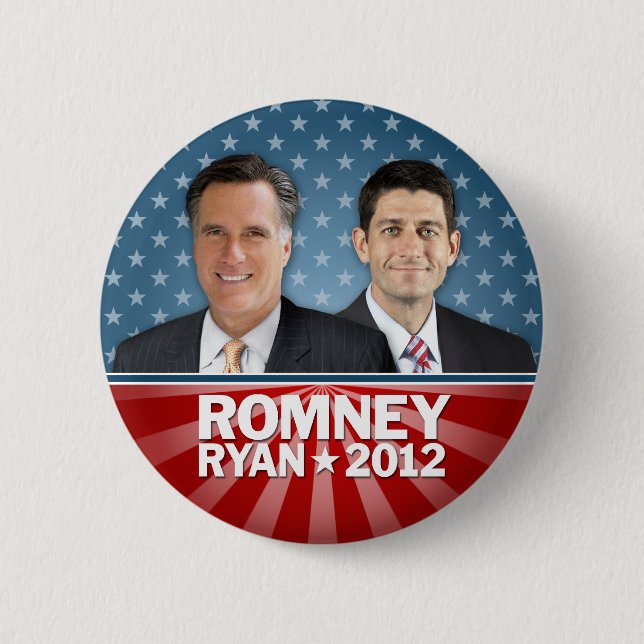 Romney Ryan - Jugate with Stars and Stripes 6 Cm Round Badge (Front)