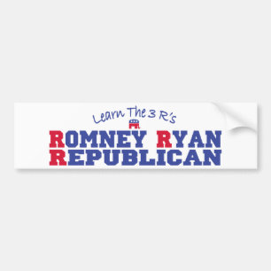 Romney Ryan Learn the 3 R's Bumper Sticker