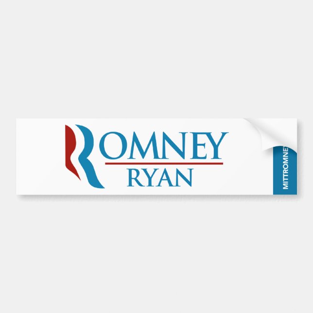 Romney Ryan Logo Bumper Sticker White (Front)