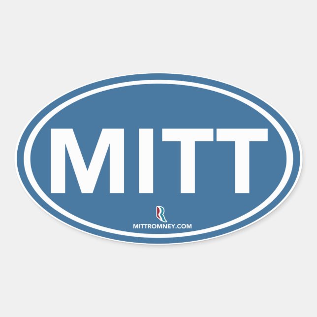 Romney Ryan Mitt Sticker Oval (Blue) (Front)