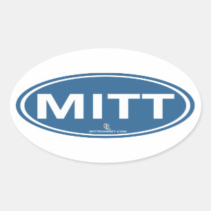 Romney Ryan Mitt Sticker Oval (Blue)