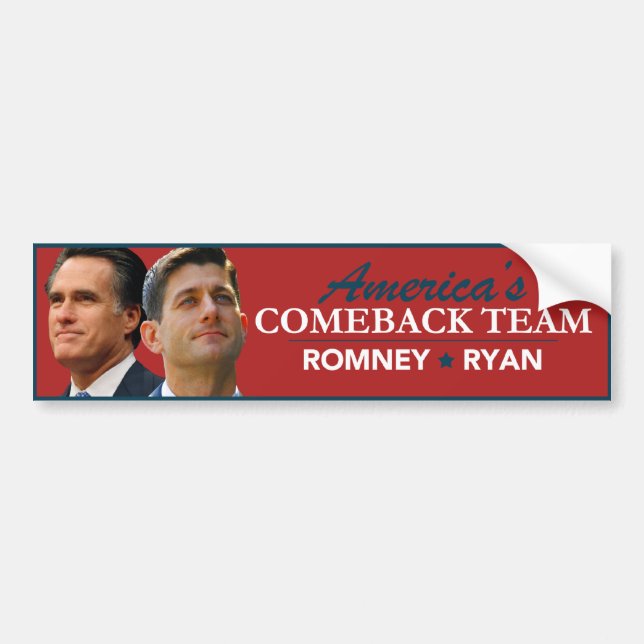 Romney Ryan Portrait America's Comeback Team Red Bumper Sticker (Front)