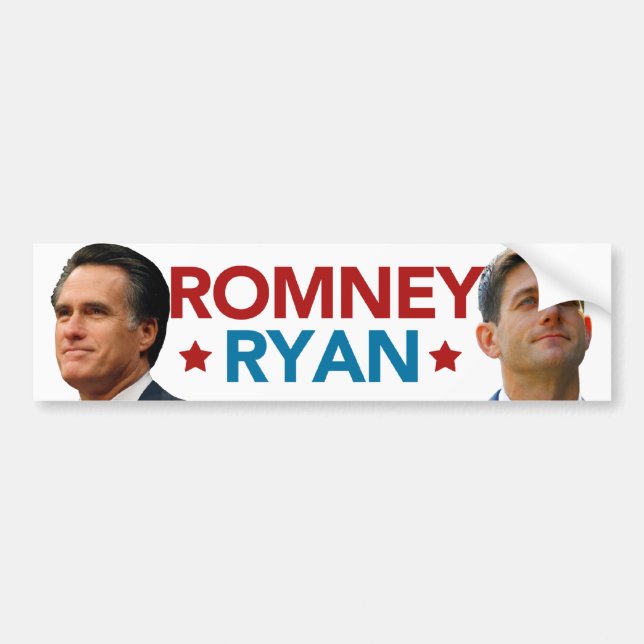 Romney Ryan Portrait Bumper Sticker (White) (Front)