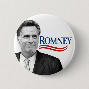 Romney with black and white photo 6 cm round badge
