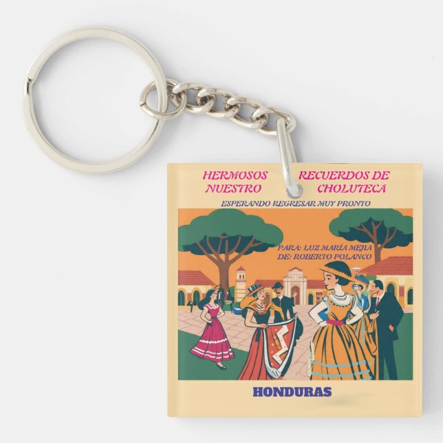 Rompecabezas  Honduras CHOLUTECA Retro poster Key Ring (Front)