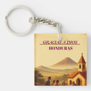 Rompecabezas  Honduras GRACIAS A DIOS Retro poster Key Ring