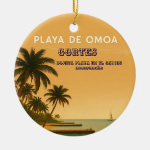 Rompecabezas  Honduras Playa Omoa Retro poster Ceramic Tree Decoration