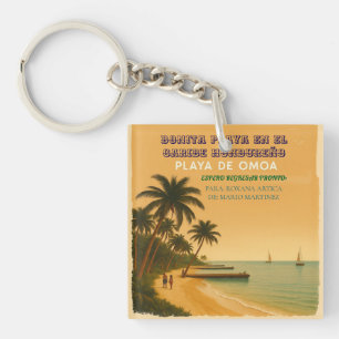 Rompecabezas  Honduras Playa Omoa Retro poster Key Ring