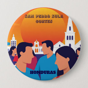 Rompecabezas Honduras San Pedro Sula Retro poster 10 Cm Round Badge