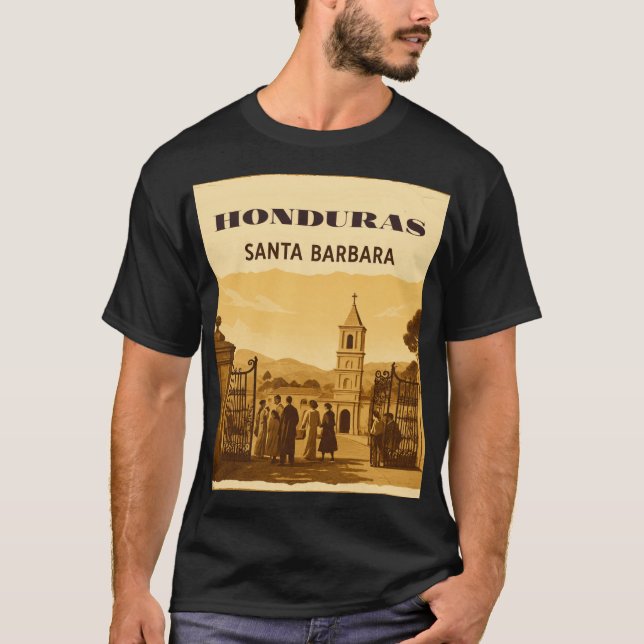 Rompecabezas  Honduras Santa Barbara Retro poster T-Shirt (Front)