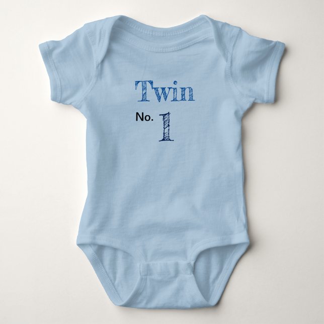 Romper Twin no.1 blue Baby Bodysuit (Front)